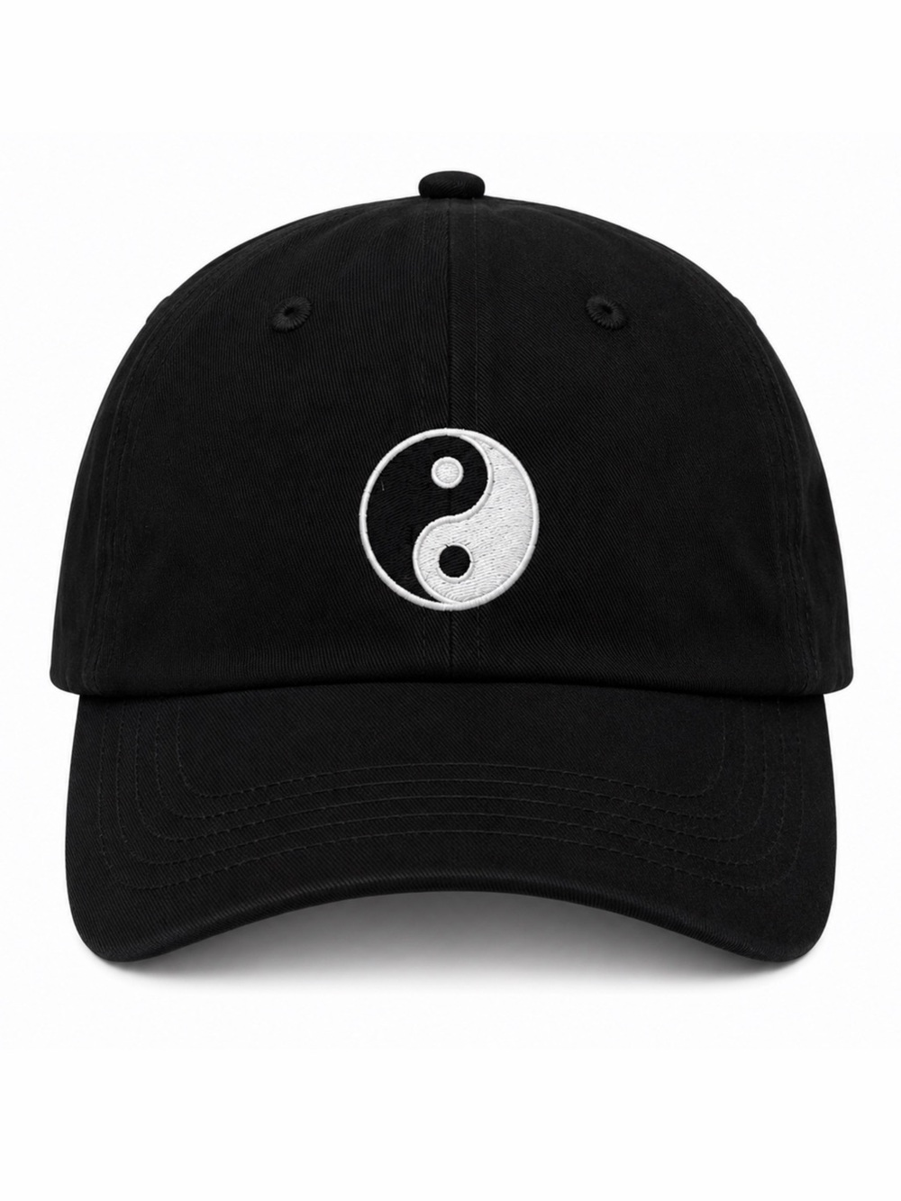 ☯️ Yin Yang Embroidered Black Baseball Cap Adjustable Velcro Strap Unisex Hat
